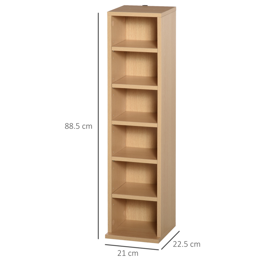 Set of 2 wood CD storage towers by HomeCraft, featuring adjustable shelves and capacity for 204 CDs.