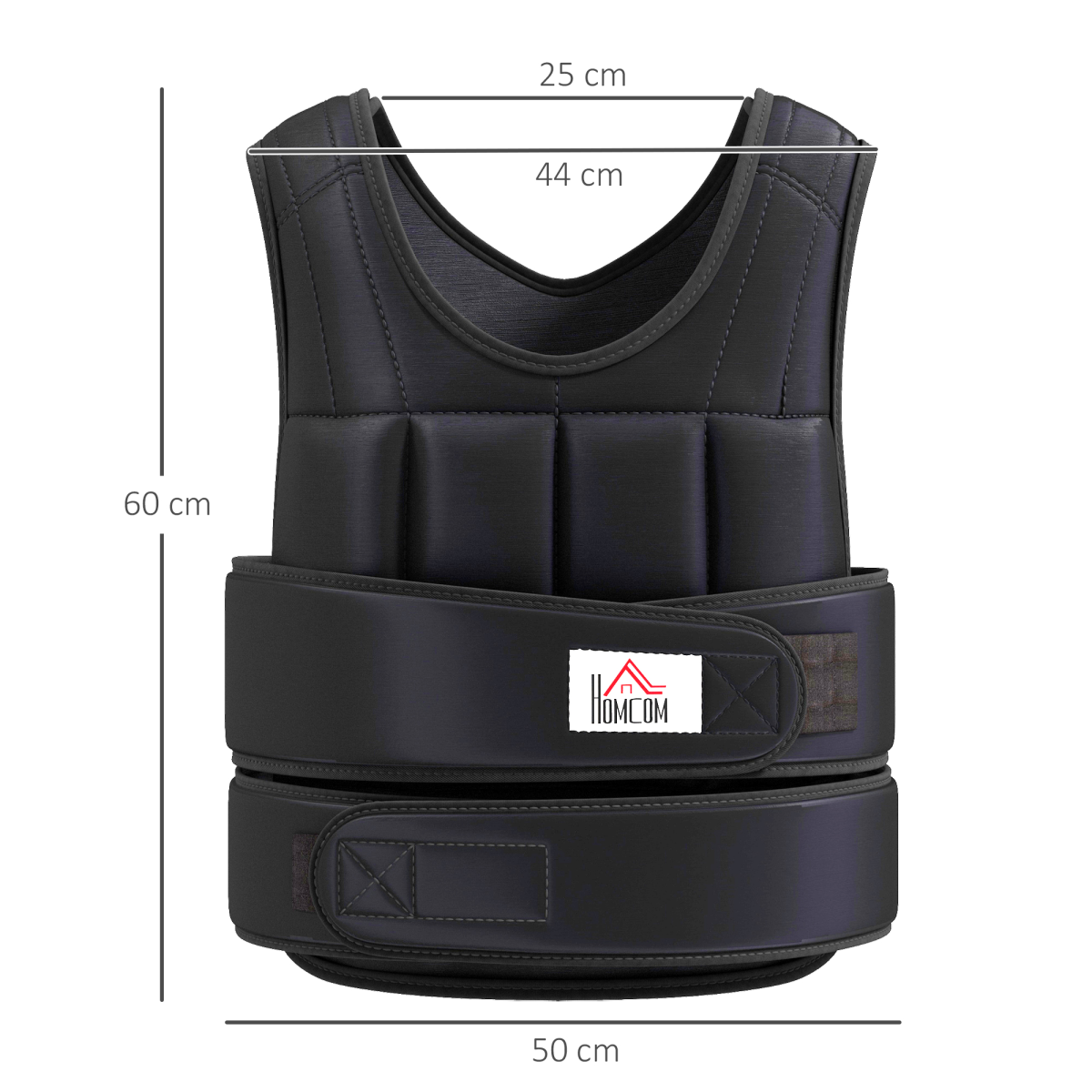 Adjustable 20KG weight vest by ActiveGear, designed for running and gym training, shown in a front view with weights attached.