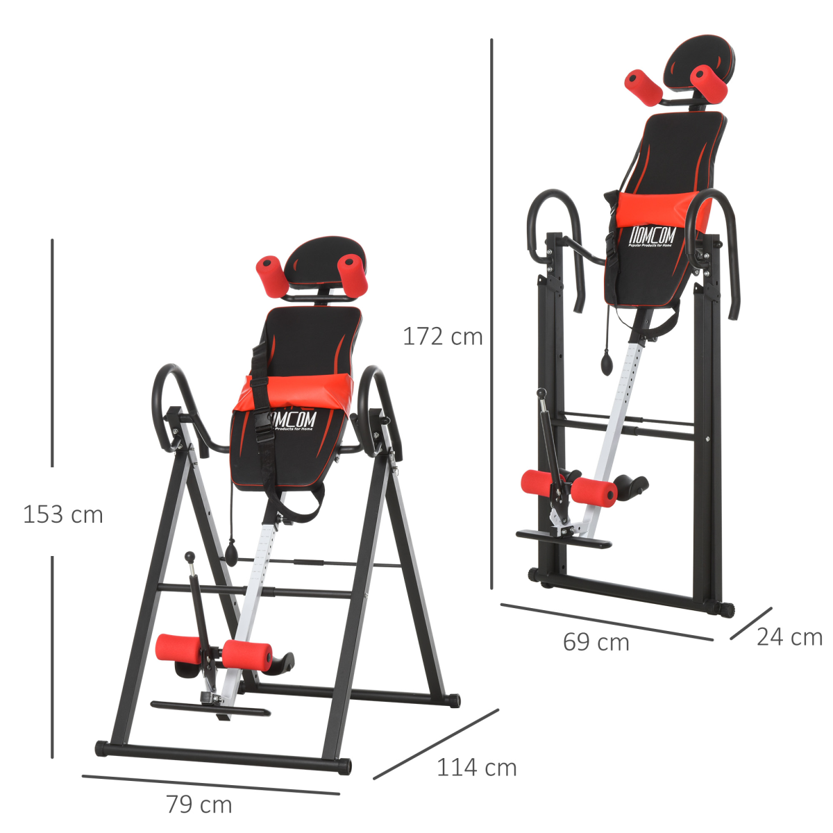 Adjustable gravity inversion table with safety belt, designed for muscle pain relief and relaxation. ActiveGear brand.
