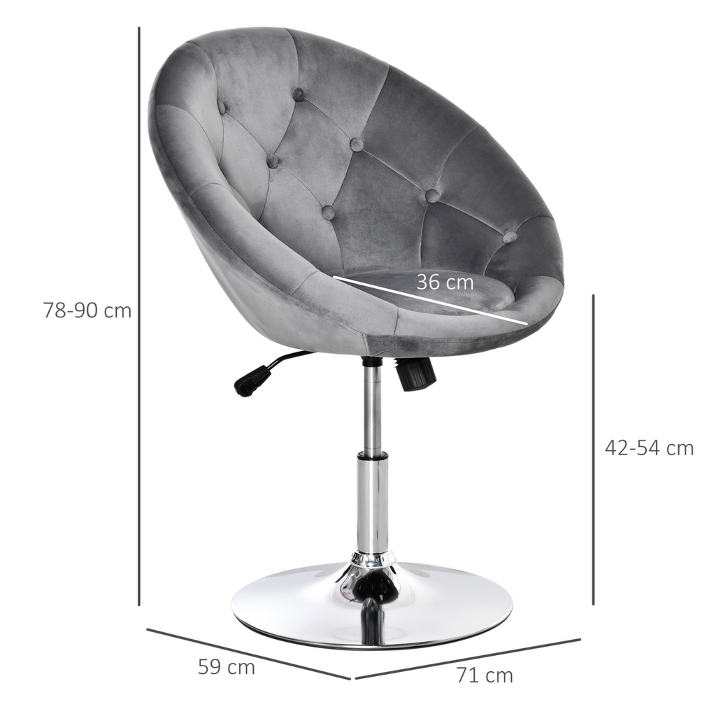 Swivel Dining Height Bar Stool Adjustable Armless Tub Chair Grey