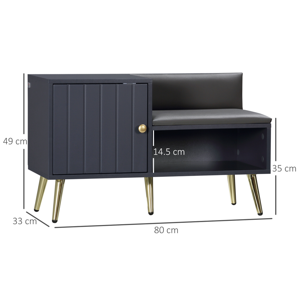 Grey Shoe Bench with Storage Cabinet and Seating Cushion for Entryway by HomeCraft, featuring a stylish and functional design.