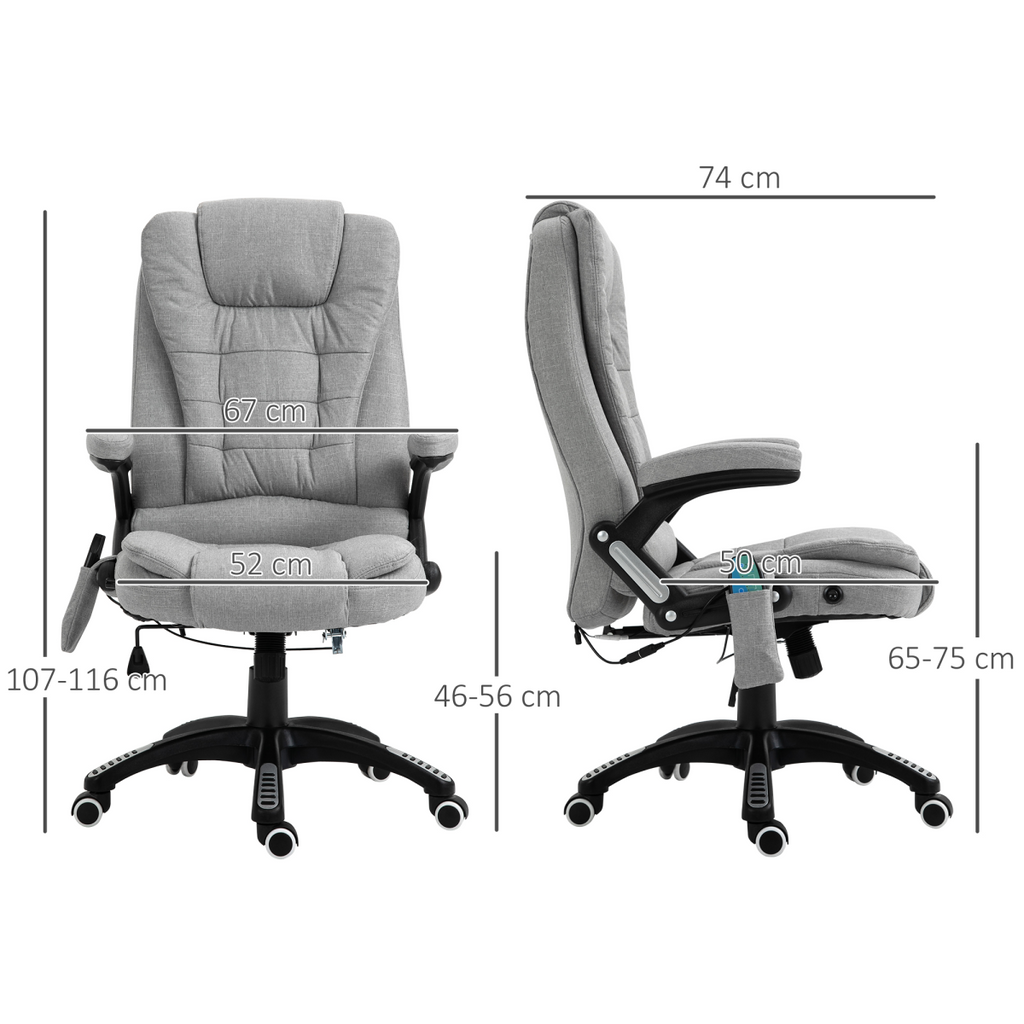 Grey Executive Reclining Chair by HomeCraft featuring heating massage points and a relaxing headrest.
