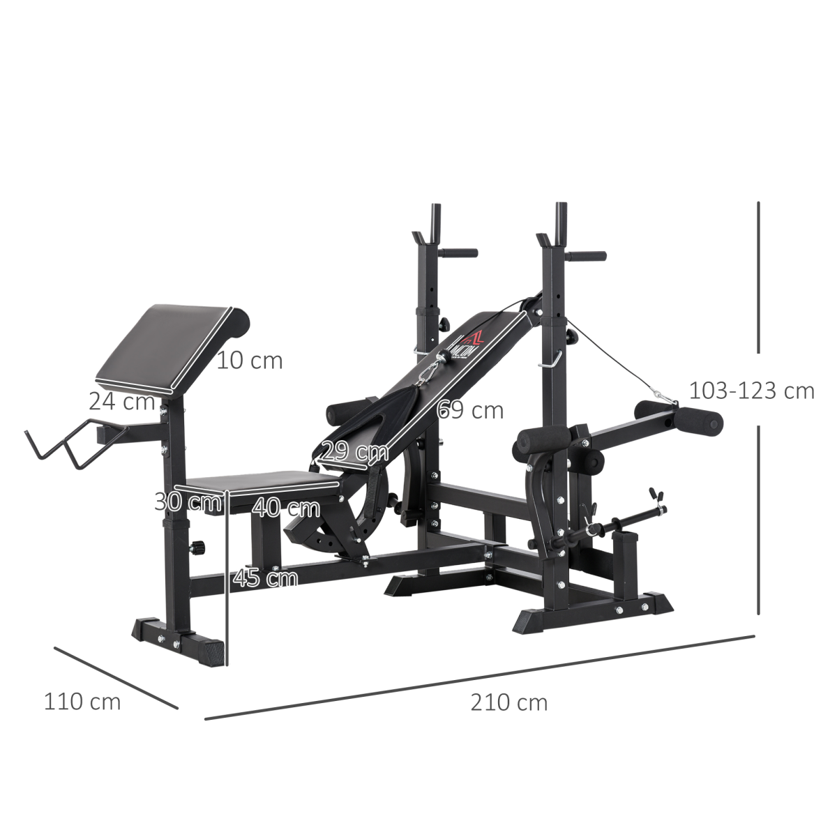 Multi-exercise full-body weight bench with bench press and leg extension from ActiveGear, showcasing sturdy design and adjustable features.