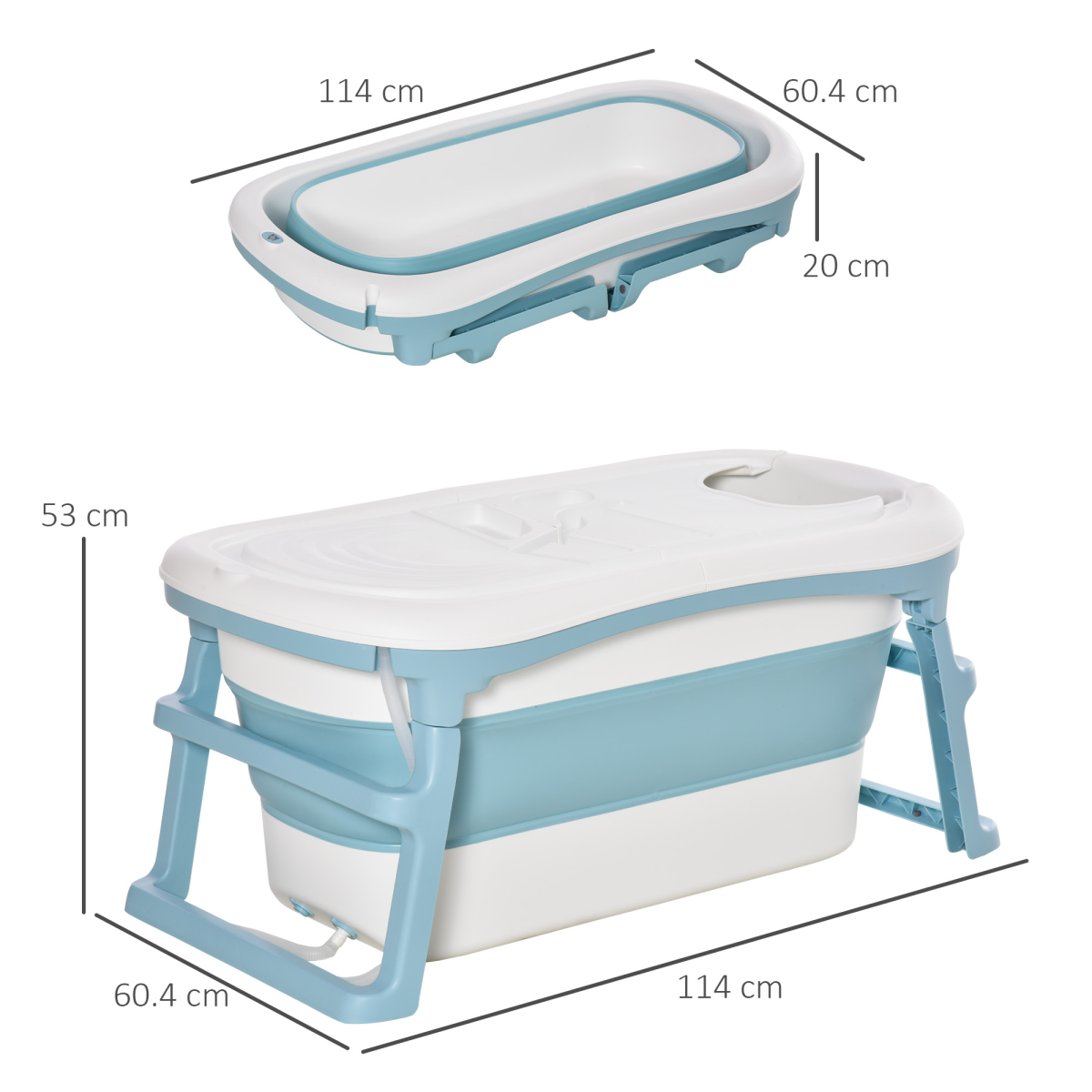 HOMCOM foldable kids bathtub with lid, spacious design for ages 1-12, featuring vibrant colors and a compact shape.
