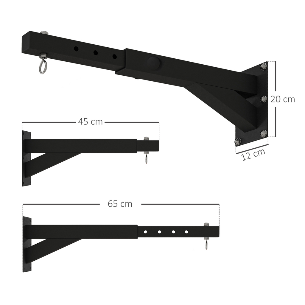 Wall-mounted adjustable punch bag bracket by SPORTNOW for boxing training, showcasing its 5-length settings and sturdy design.