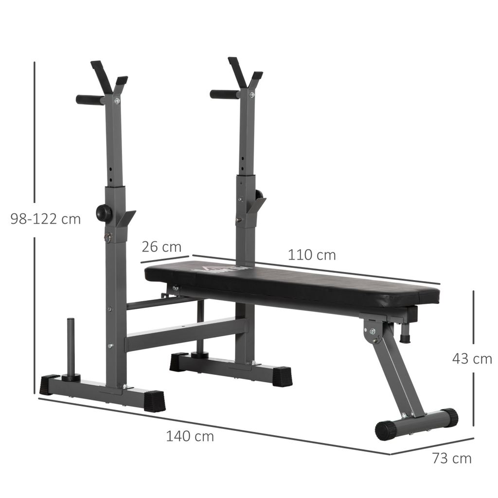 Adjustable foldable weight bench with barbell rack and dip station by ActiveGear, designed for versatile workouts.