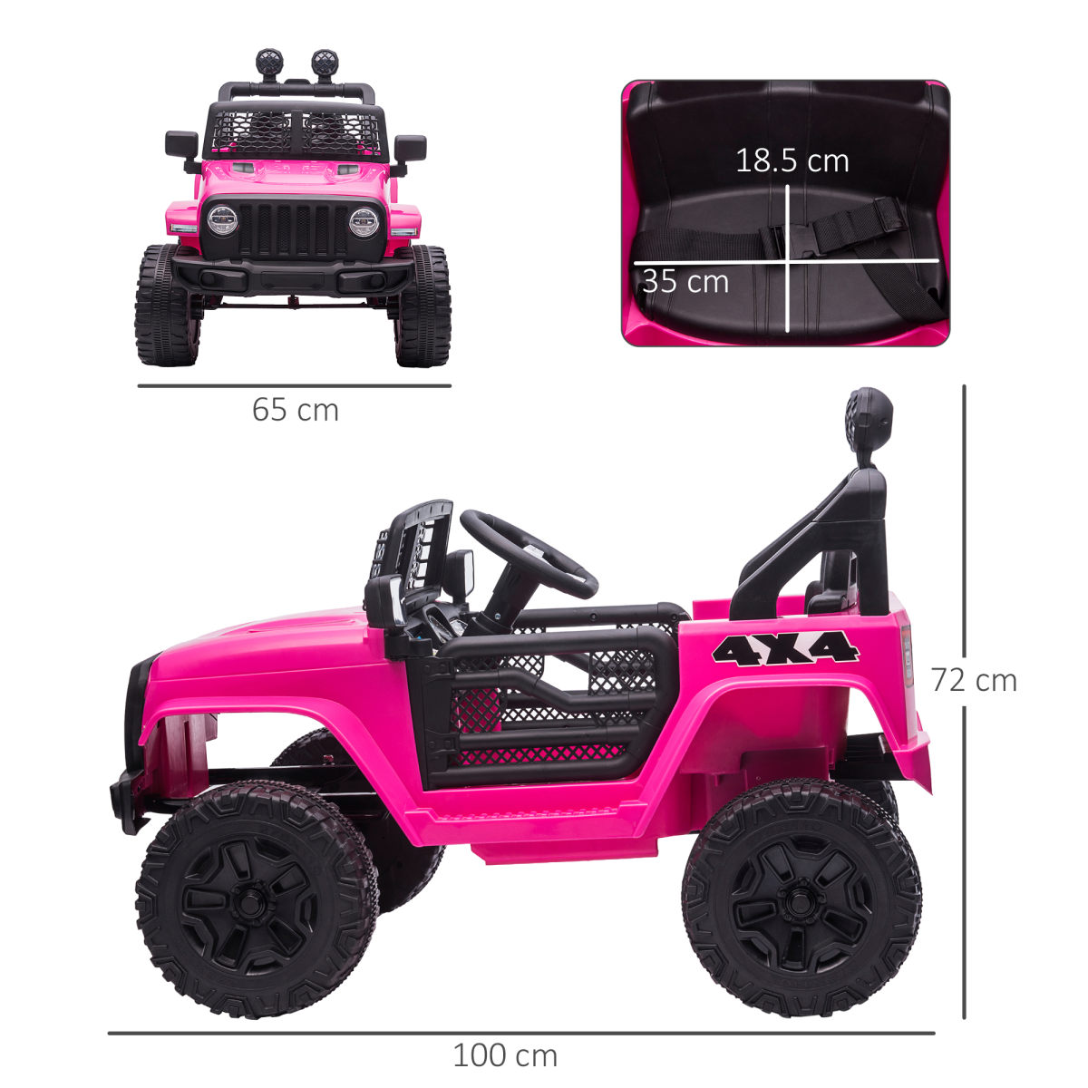 Pink 12V electric ride-on truck for kids, off-road SUV style with remote control, designed for ages 3-6.