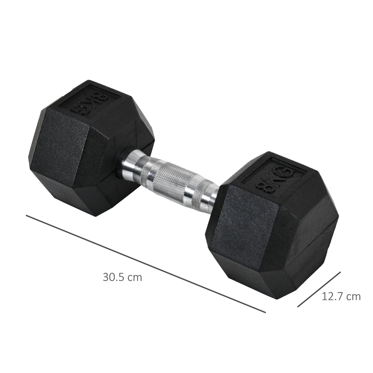 Hexagonal 8kg dumbbells for weight lifting, featuring a durable design for home fitness and exercise routines.