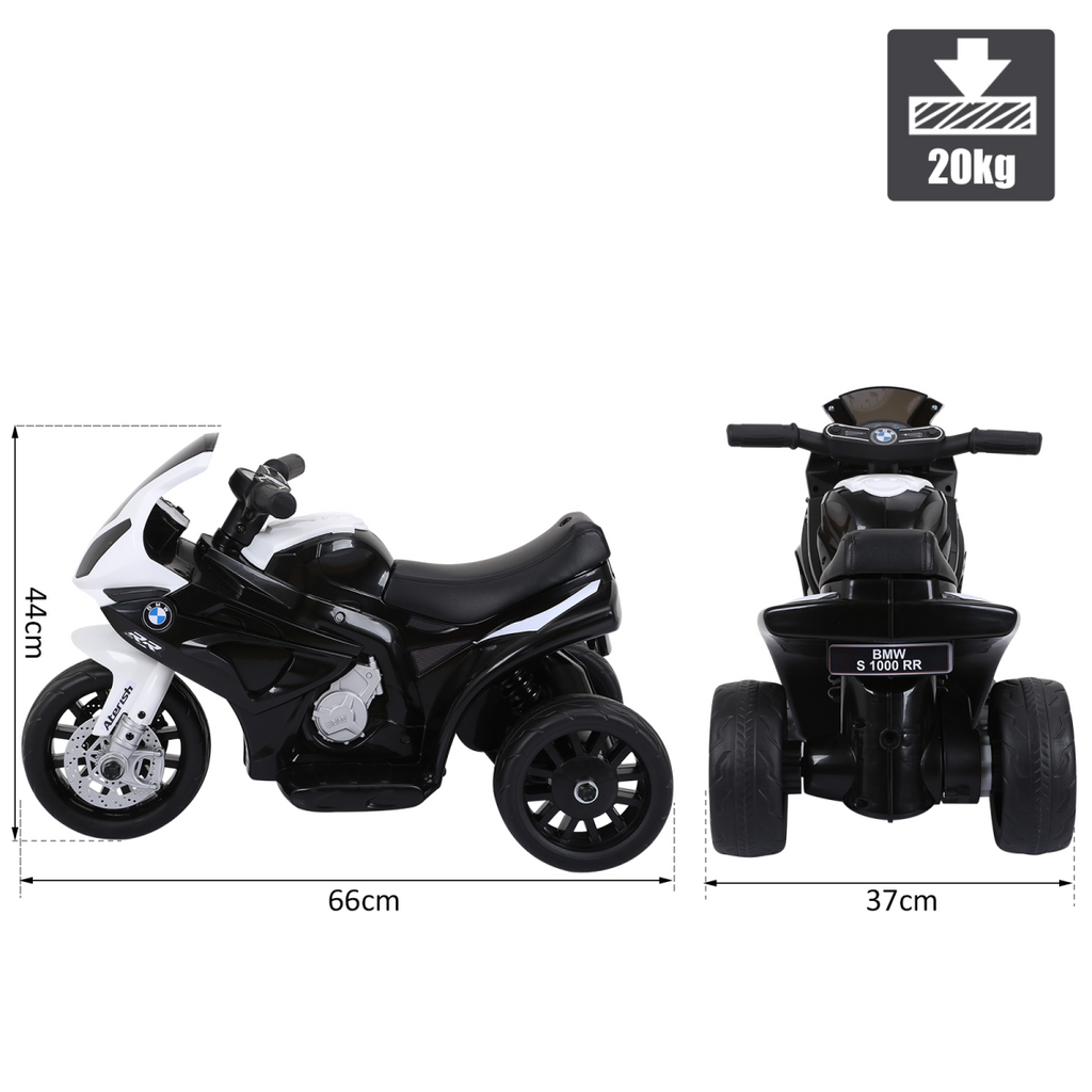 HOMCOM BMW licensed electric kids ride-on motorcycle with headlights and music in black color.