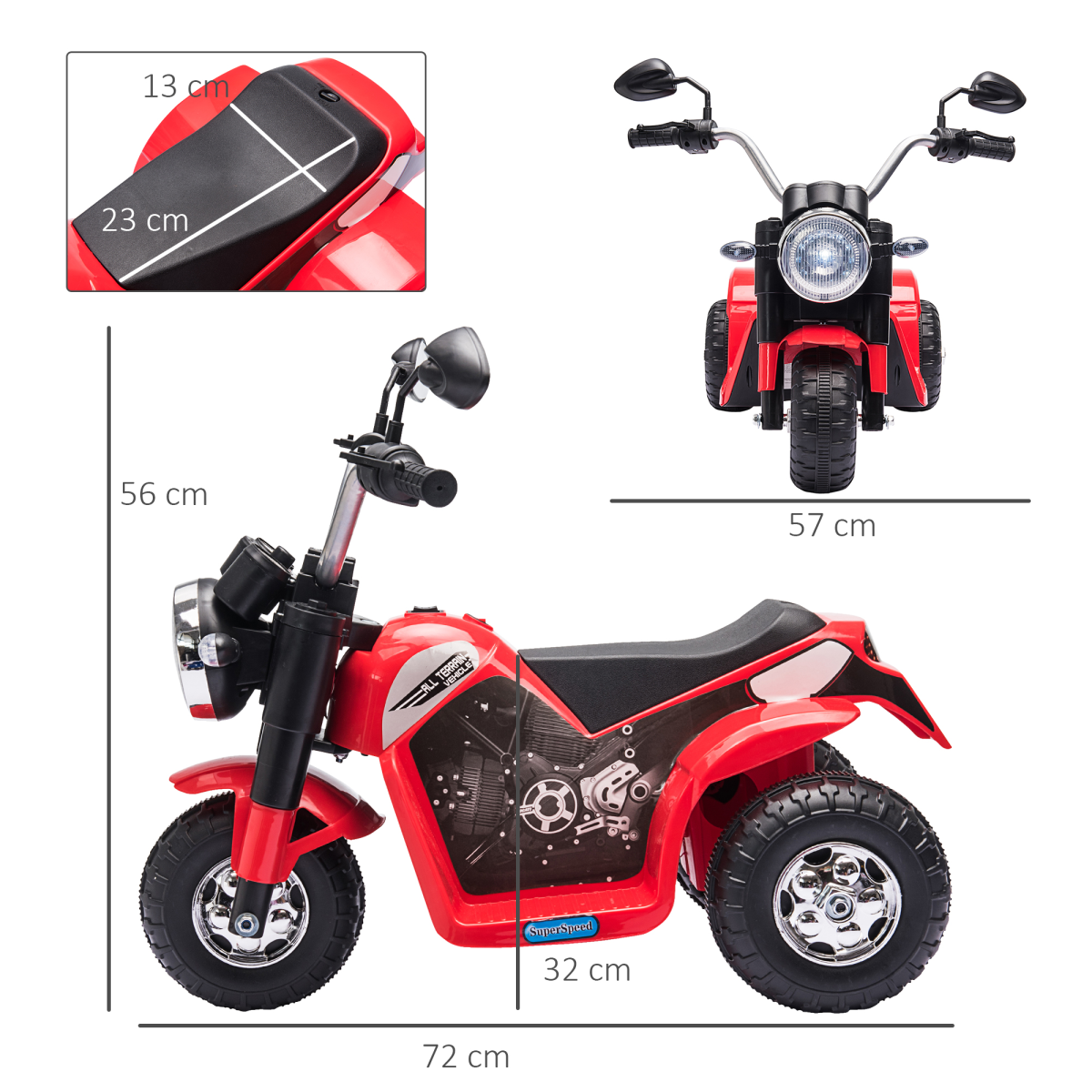 Red 6V Electric Motorcycle Ride-On Toy for toddlers, suitable for ages 18-36 months, by FunZone.