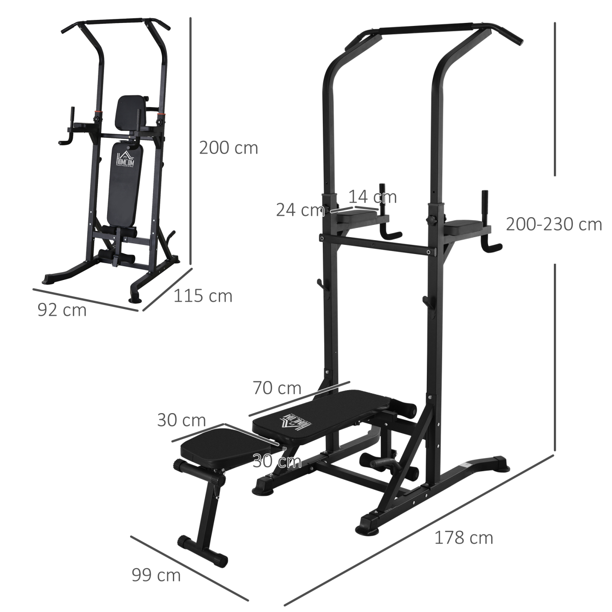 Adjustable folded dip stands for multi-function pull-ups and sit-ups by ActiveGear, showcasing sturdy design and versatility.
