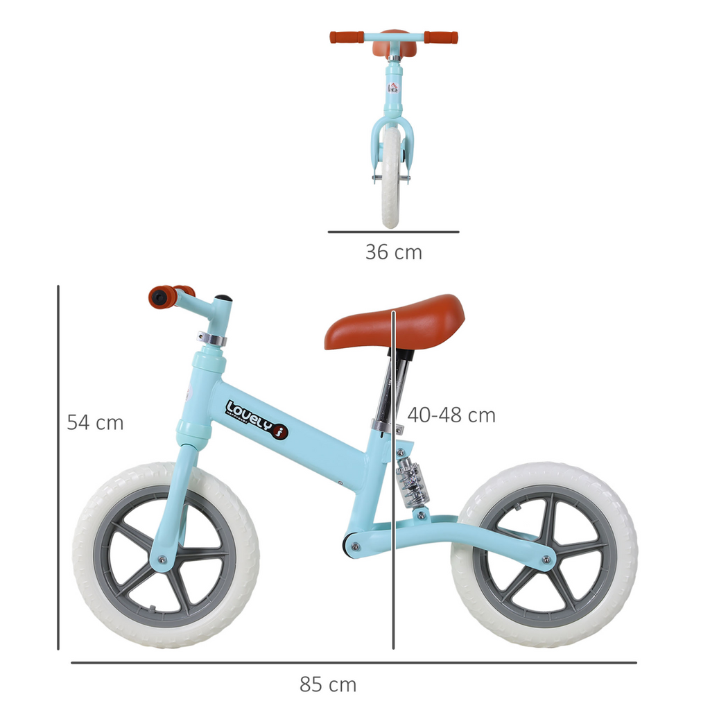 Kids balance bike by FunZone with adjustable seat, designed for ages 2-5, showcasing bright colors and no pedals.