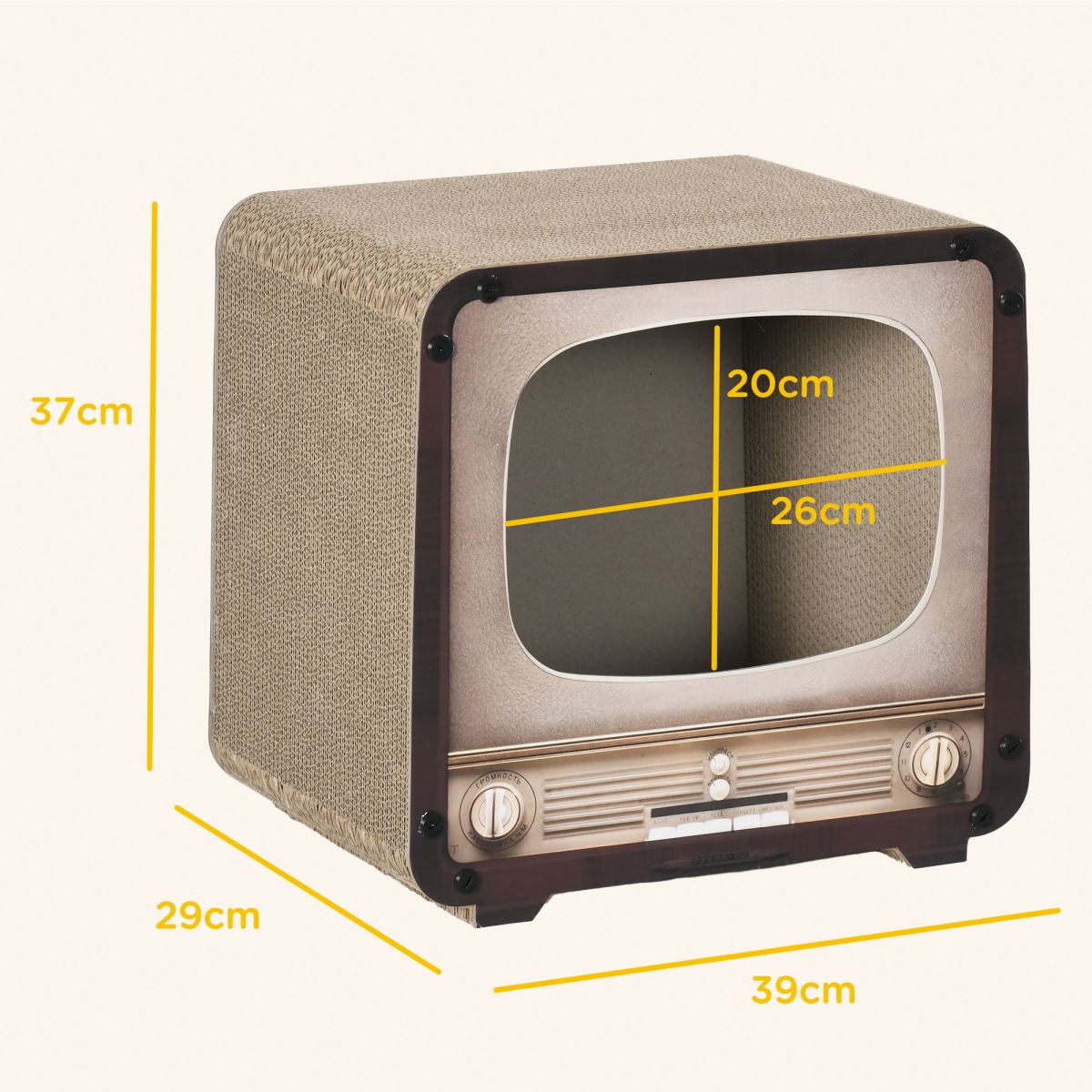 PawHut TV Shape Cat Scratching Board with Catnip, for Indoor Cats, Brown