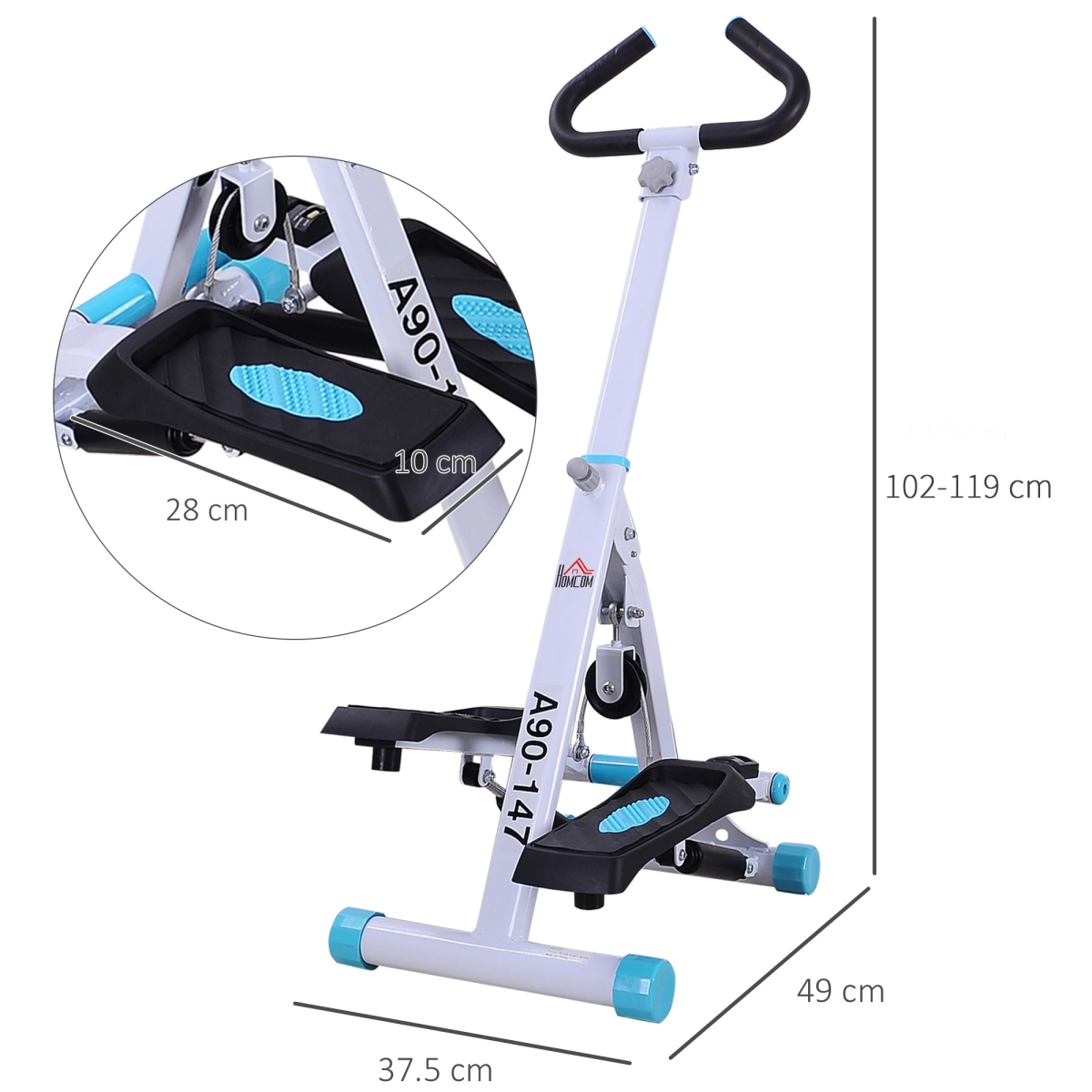 Foldable ActiveGear stepper fitness machine with handlebar, designed for effective cardio workouts in a compact design.