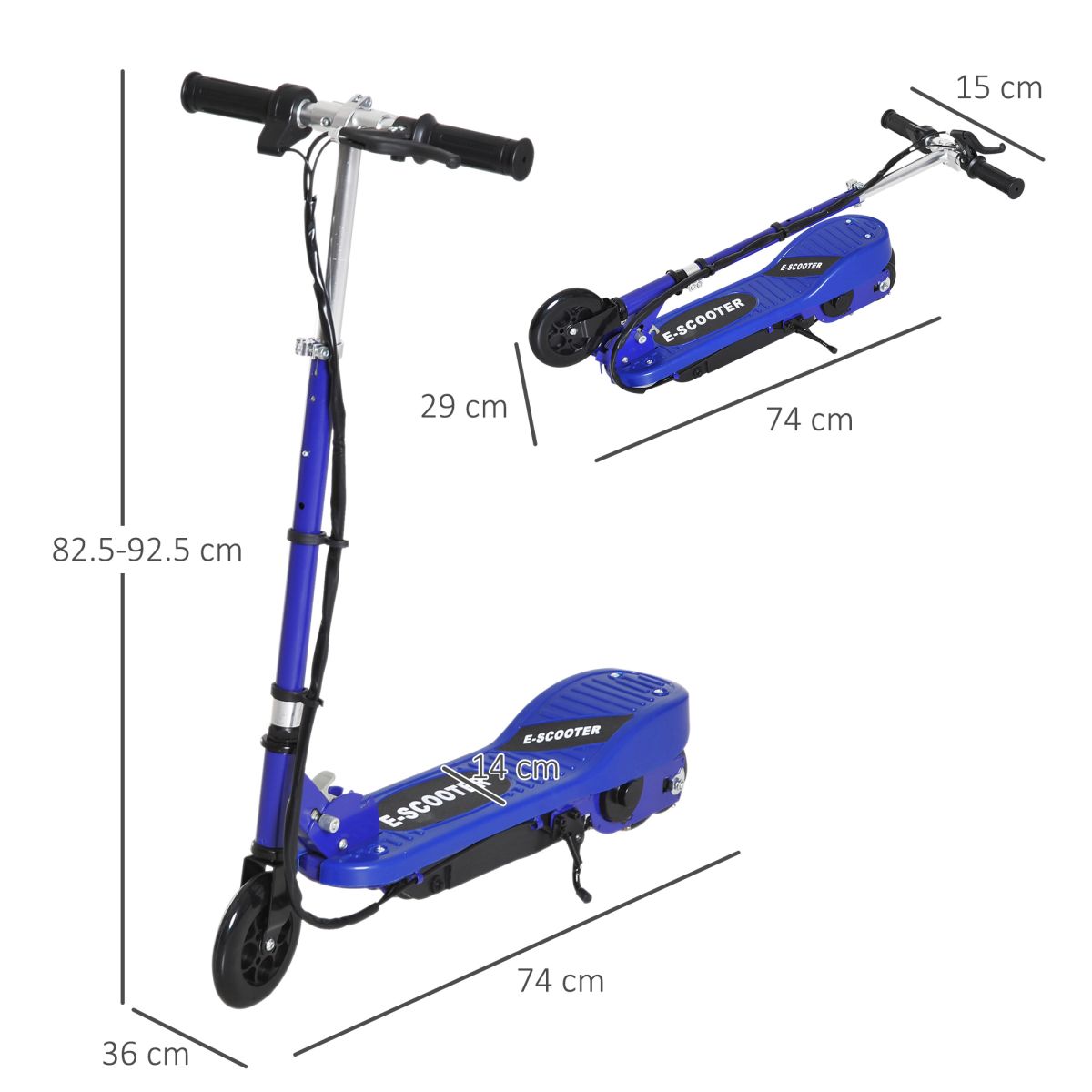 Folding electric scooter for kids, FunZone brand, featuring a 12V battery and max speed of 12km/h, ideal for ages 7-14.