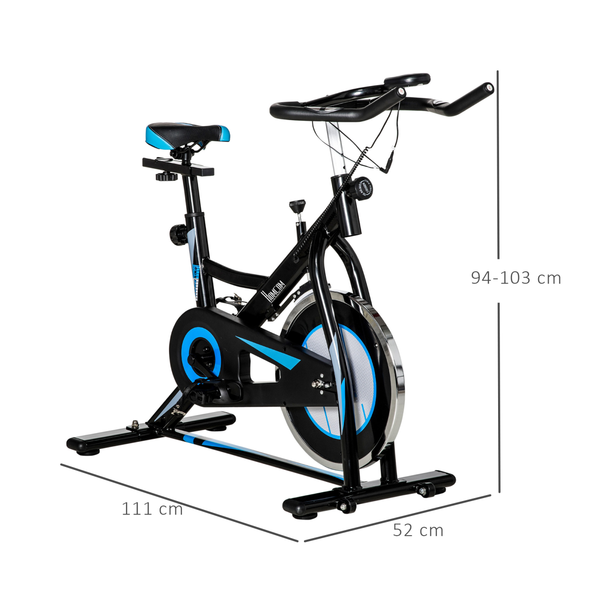 HOMCOM 8kg flywheel stationary exercise bike for indoor cycling cardio workout with adjustable seat and handlebars.