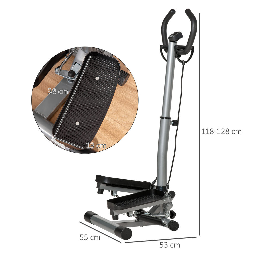 HOMCOM Adjustable Twist Stepper for home gym aerobic workouts, featuring dual adjustable resistance and compact design.