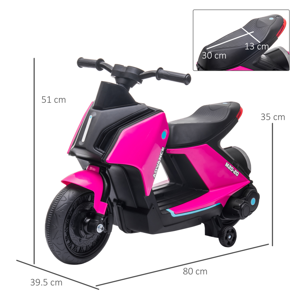 6V HOMCOM Kids Electric Pedal Motorcycle in vibrant colors, showing handlebars and wheels for a fun ride-on experience.