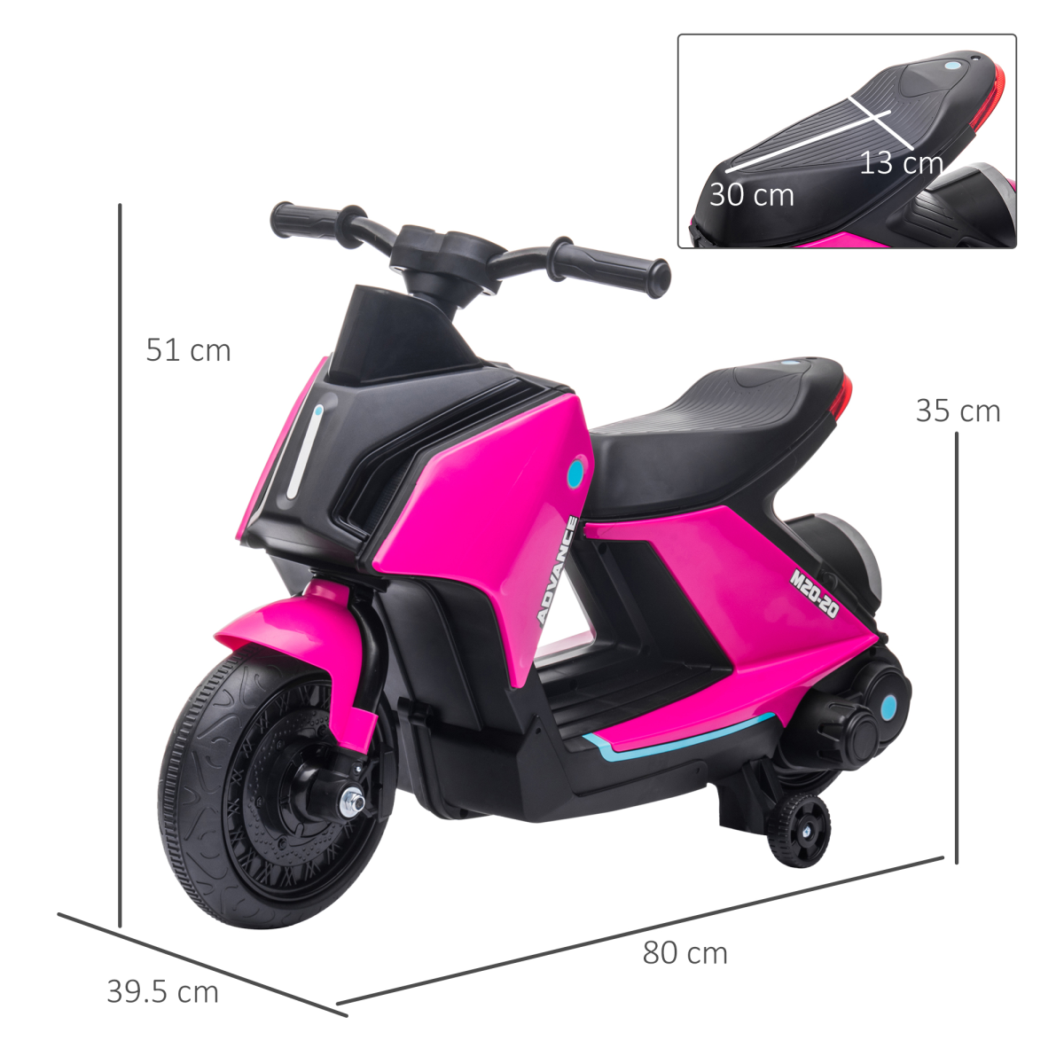 6V HOMCOM Kids Electric Pedal Motorcycle in vibrant colors, showing handlebars and wheels for a fun ride-on experience.