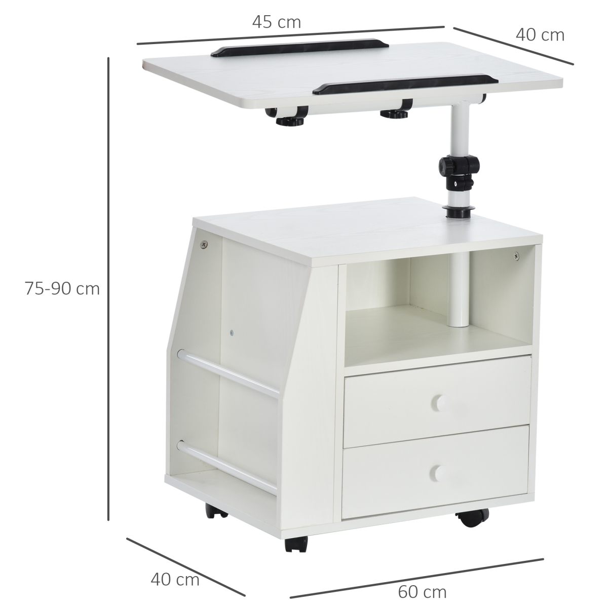 Particle Board 360 Rotation End Table w/ Storage Cabinet White