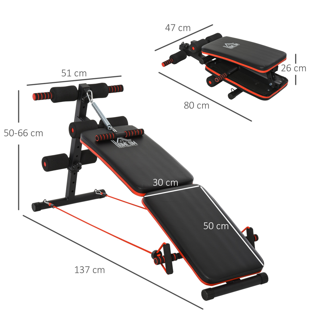 Foldable black sit up bench for core workouts, designed for home gym use by ActiveGear.