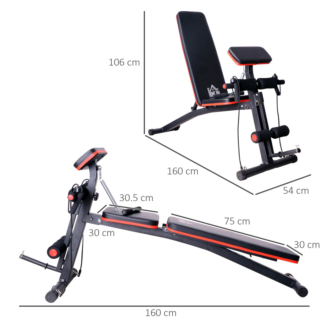 HOMCOM foldable dumbbell bench with 7 incline settings for versatile weight training workouts.