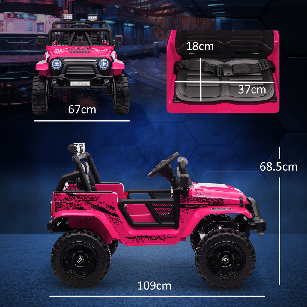 AIYAPLAY Kids Ride On Car in pink, 12V electric truck with suspension, designed for outdoor fun and play.