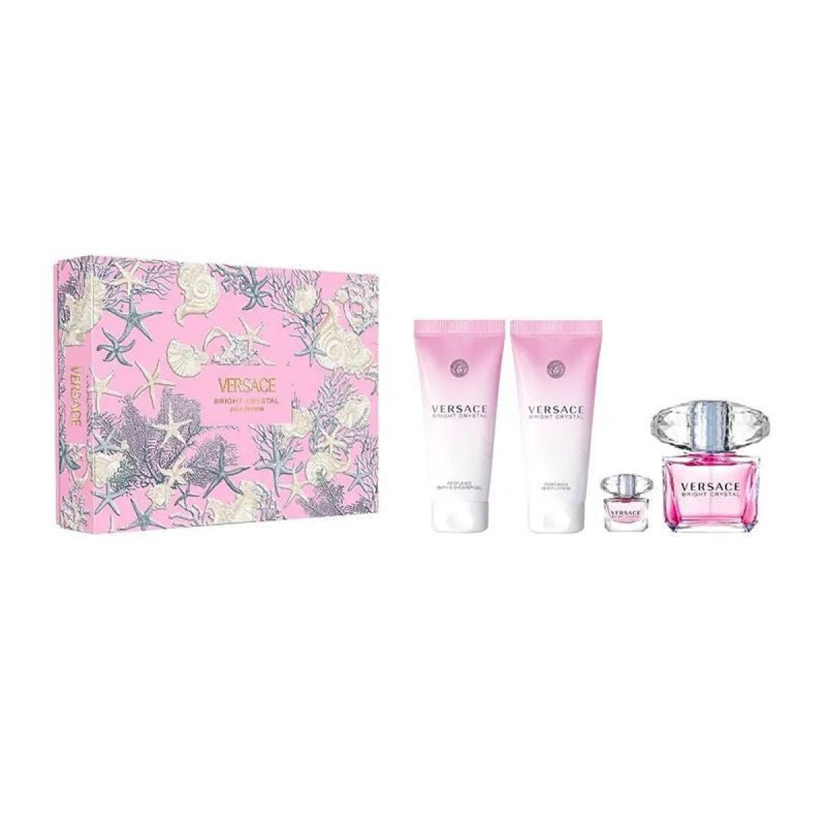 Versace Bright Crystal Gift Set (Eau De Toilette 90ml  Eau De Toilette 5ml  Body Lotion 100ml  Shower Gel 100ml)