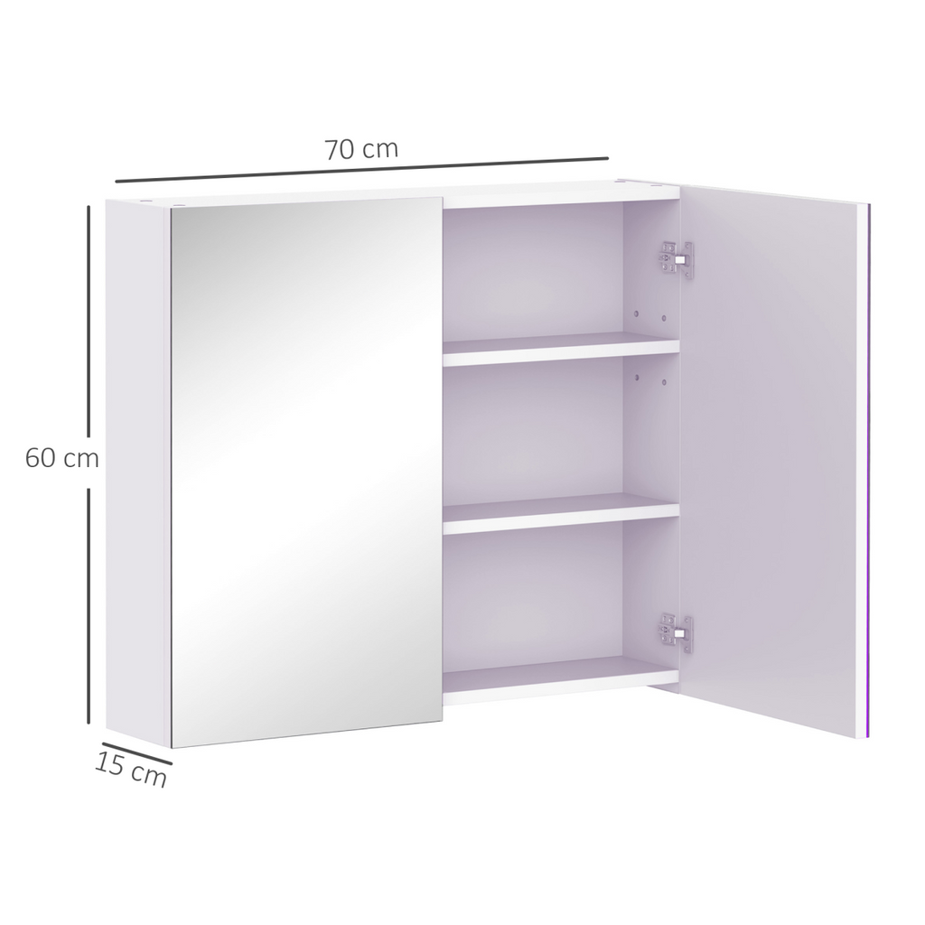 Wall Mounted Bathroom Mirror Storage Cabinet with Door & Adjustable Shelf