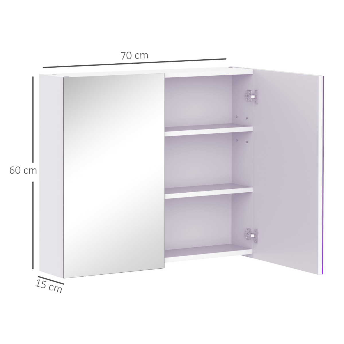 Wall Mounted Bathroom Mirror Storage Cabinet with Door & Adjustable Shelf