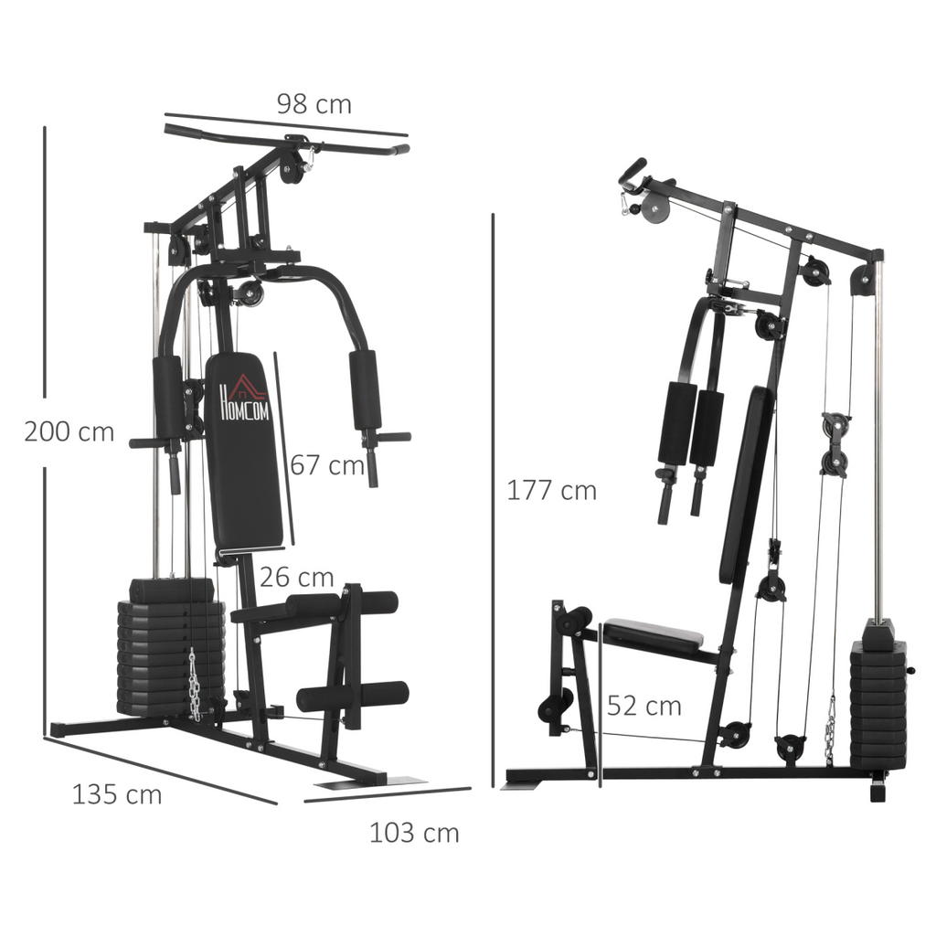Multifunction home gym machine by ActiveGear with 45kg weights for a full body workout, featuring adjustable components.