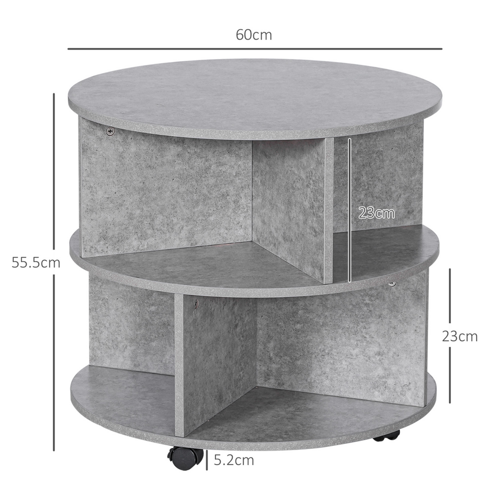 HOMCOM 2-tier coffee table in cement color, featuring a modern design with spacious top and lower shelf for storage.