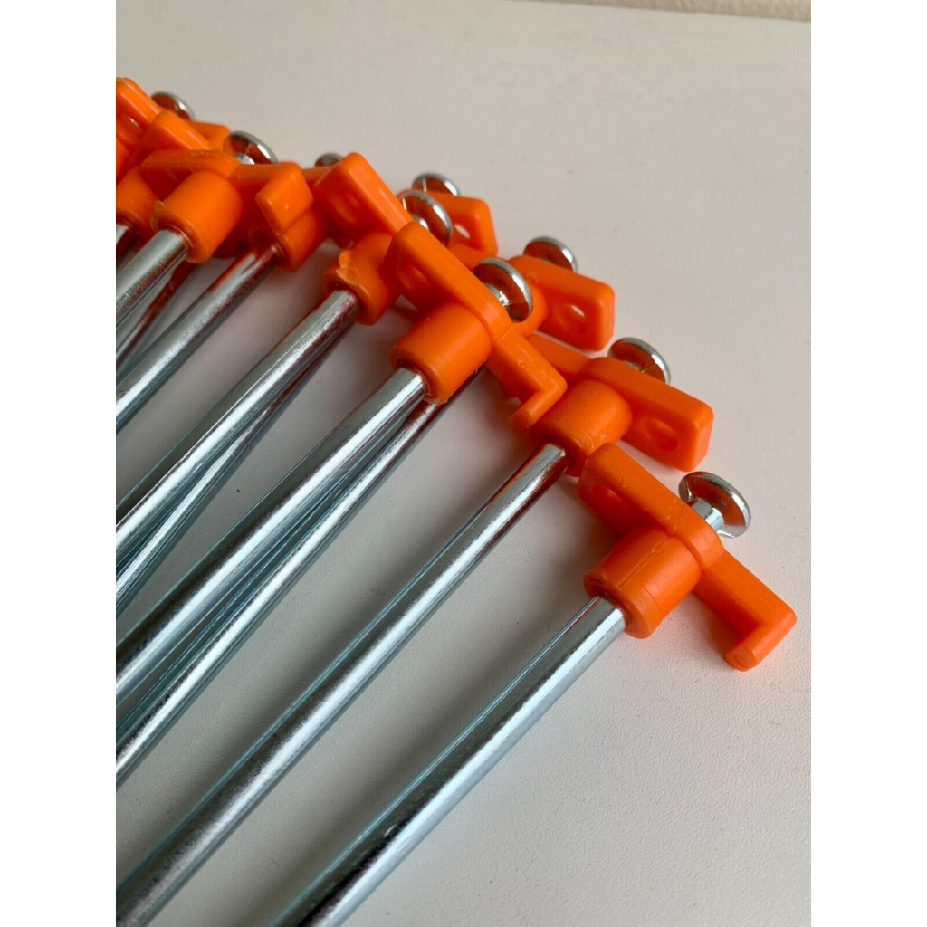 20 x Heavy Duty Hard Ground 25cm Rock Peg Hi Vis Hook Top Camping Awning Tent