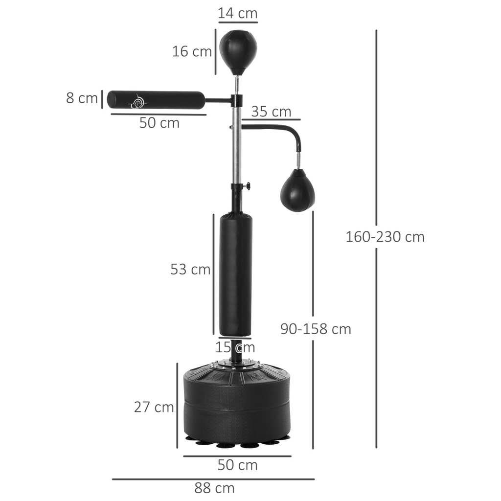 3-in-1 punching bag with stand featuring two speedballs and a 360° reflex bar for active training by ActiveGear.