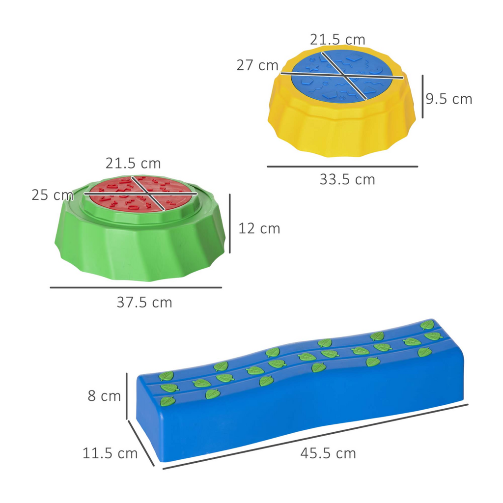 Colorful Eight-Piece Kids Stepping Stones with non-slip surface, perfect for outdoor play and safe for children.