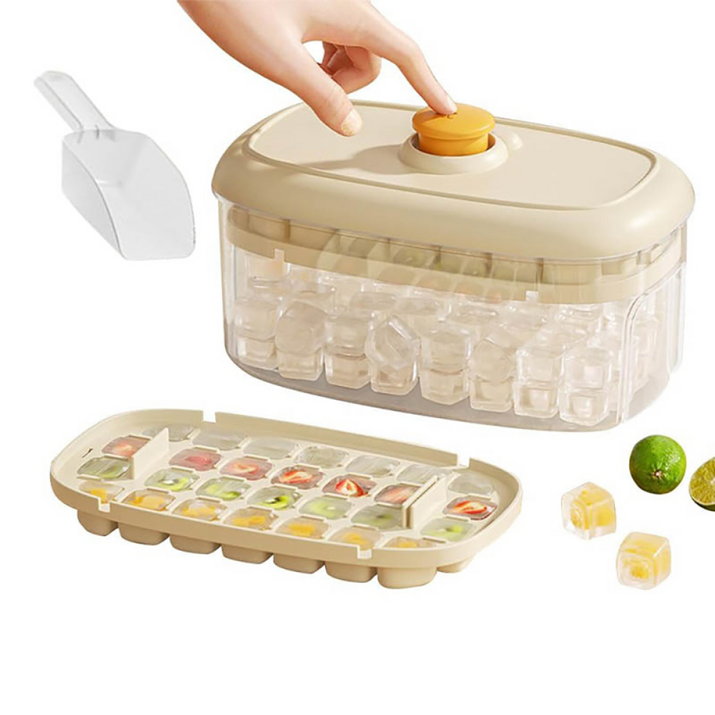 Practical Refrigerator Ice Cubes Tray System Nonslip Base Cocktails Making Tool green