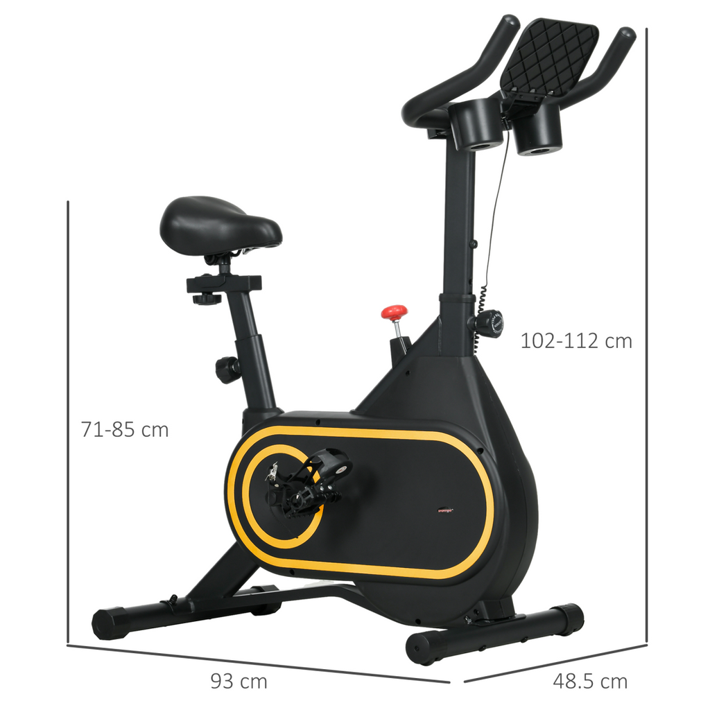 SPORTNOW stationary exercise bike with LCD display, designed for home cardio workouts, showcasing adjustable seat and handlebars.