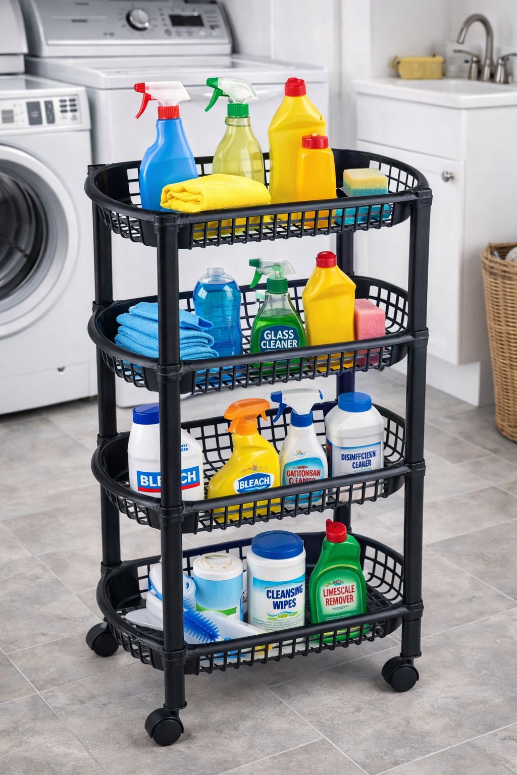 4-Tier Rolling Cart on Wheels for Instant Home Organization