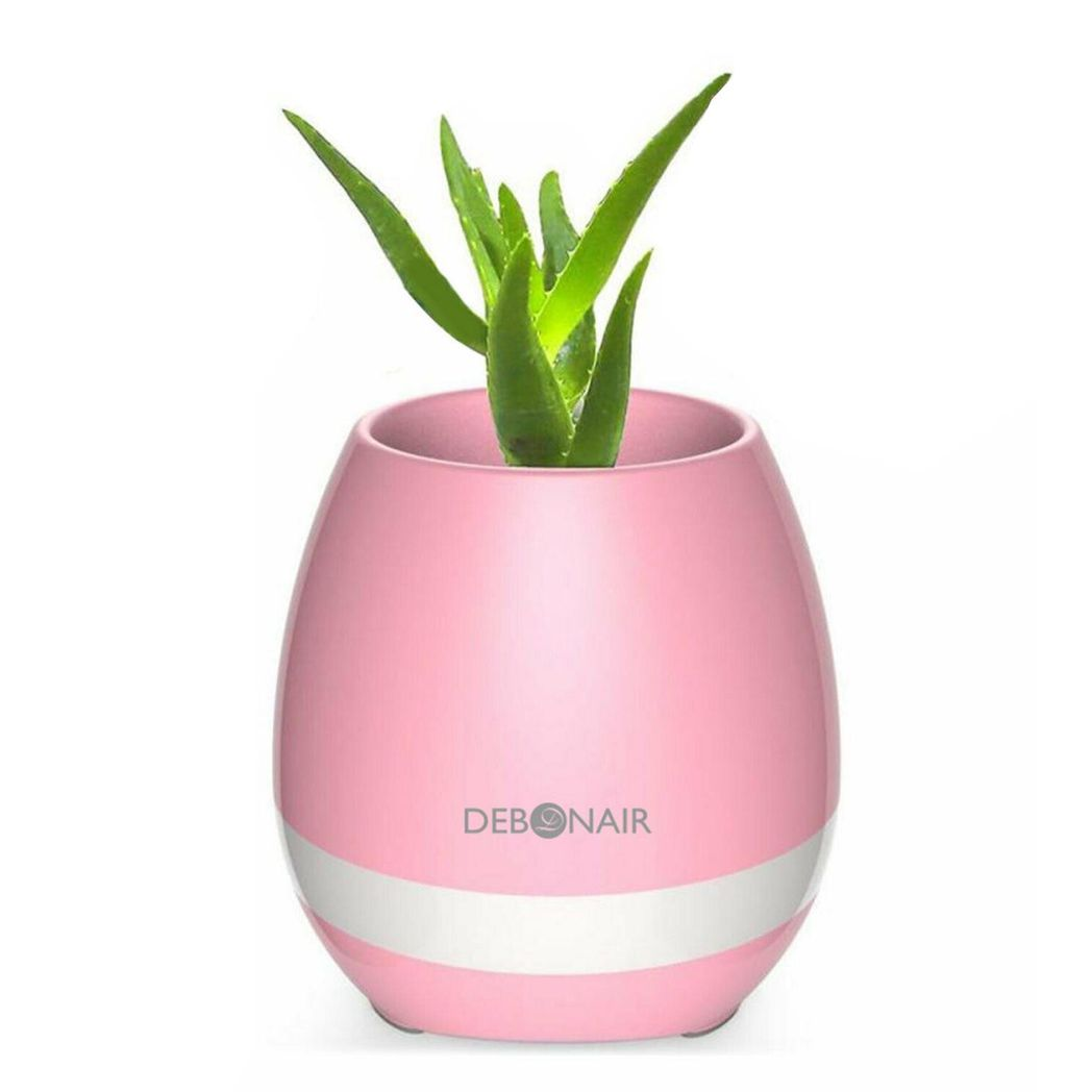 Pink Music Flower Pot Bluetooth Speaker by Debonair, designed for bedroom, office, and living room use.