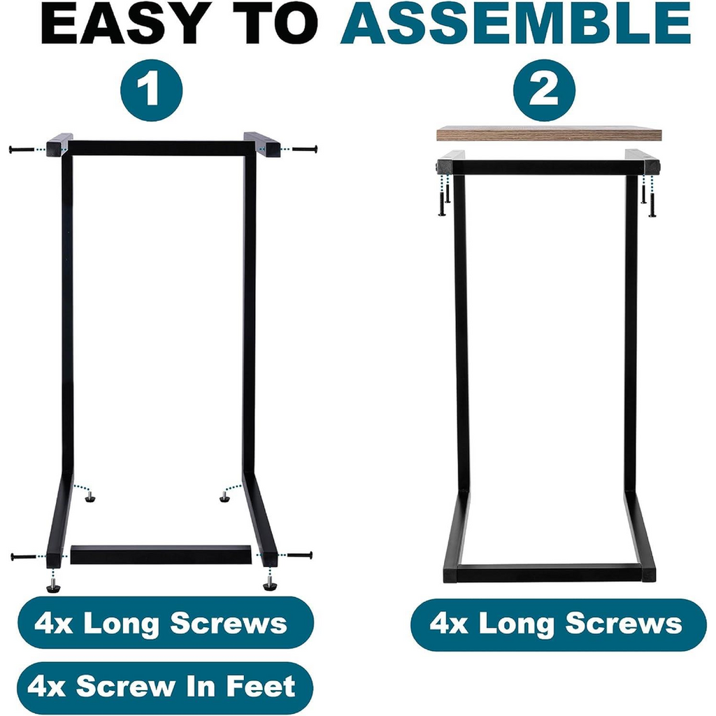 C-shaped side table with a black powder-coated steel frame and 25kg capacity from HomeCraft.