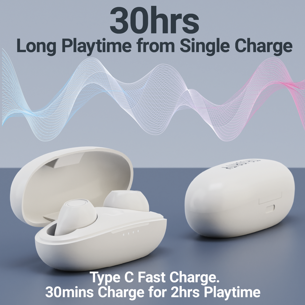 Eco-Friendly True Wireless Earbuds - Biodegradable - Clear White
