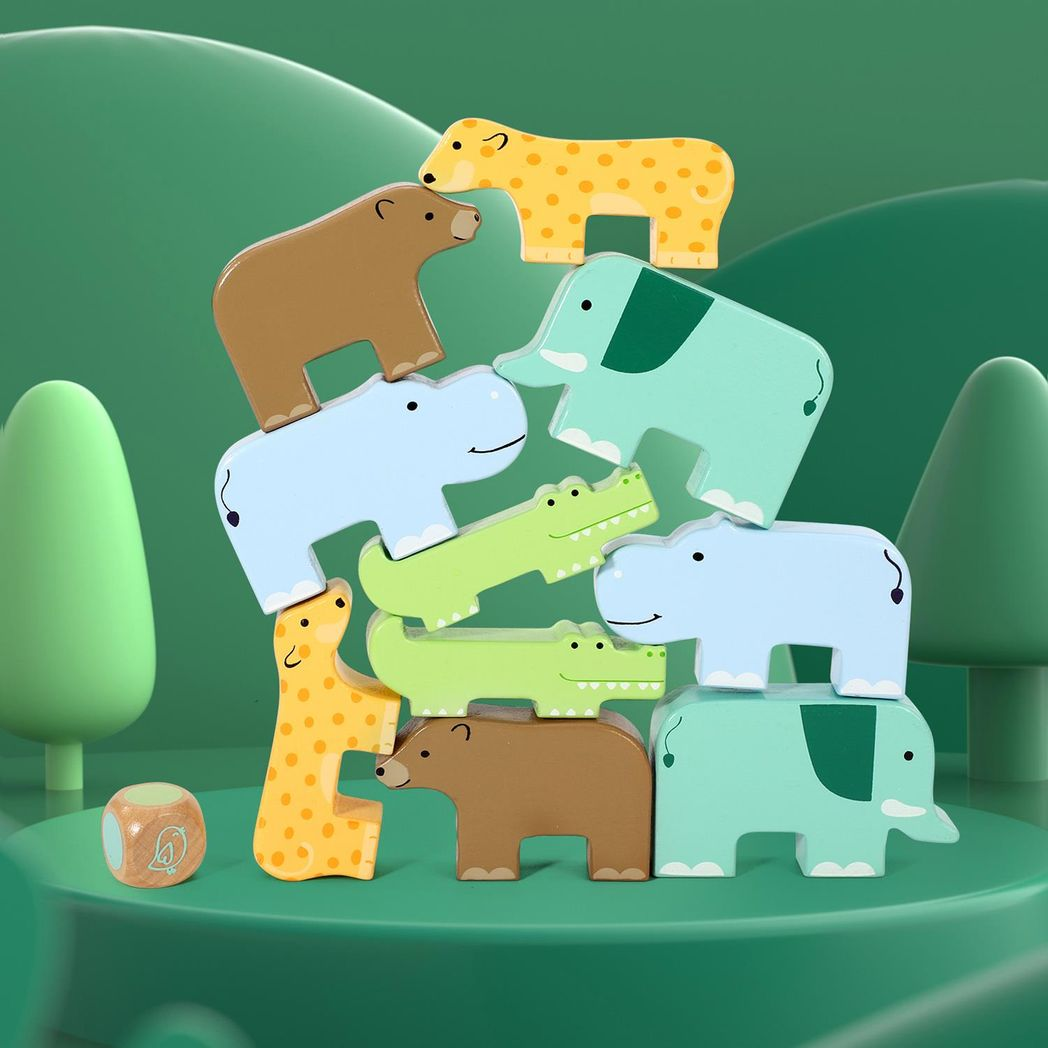 Wild Animal Stacking Game - Wooden Balance Toy for Kids