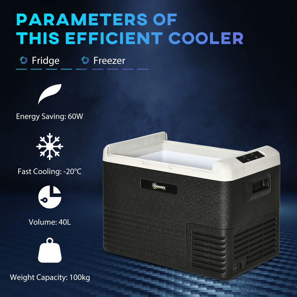 40L Car Refrigerator 12V Portable Freezer for Camping, Driving Outsunny