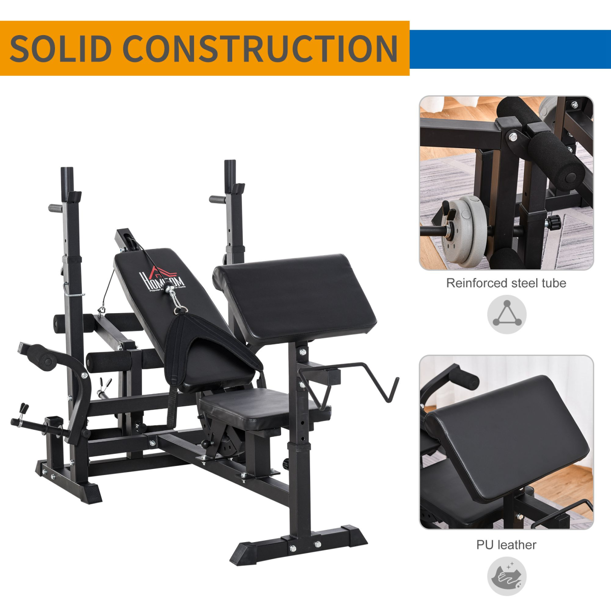 Multi-exercise full-body weight bench featuring bench press and leg extension from ActiveGear, showcasing adjustable features.