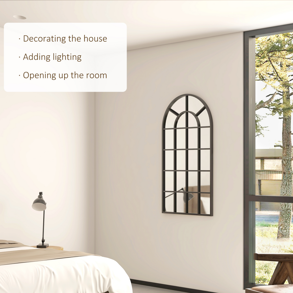 Modern Arch Window Wall Mirror Black - 110x62cm - Living Room Bedroom