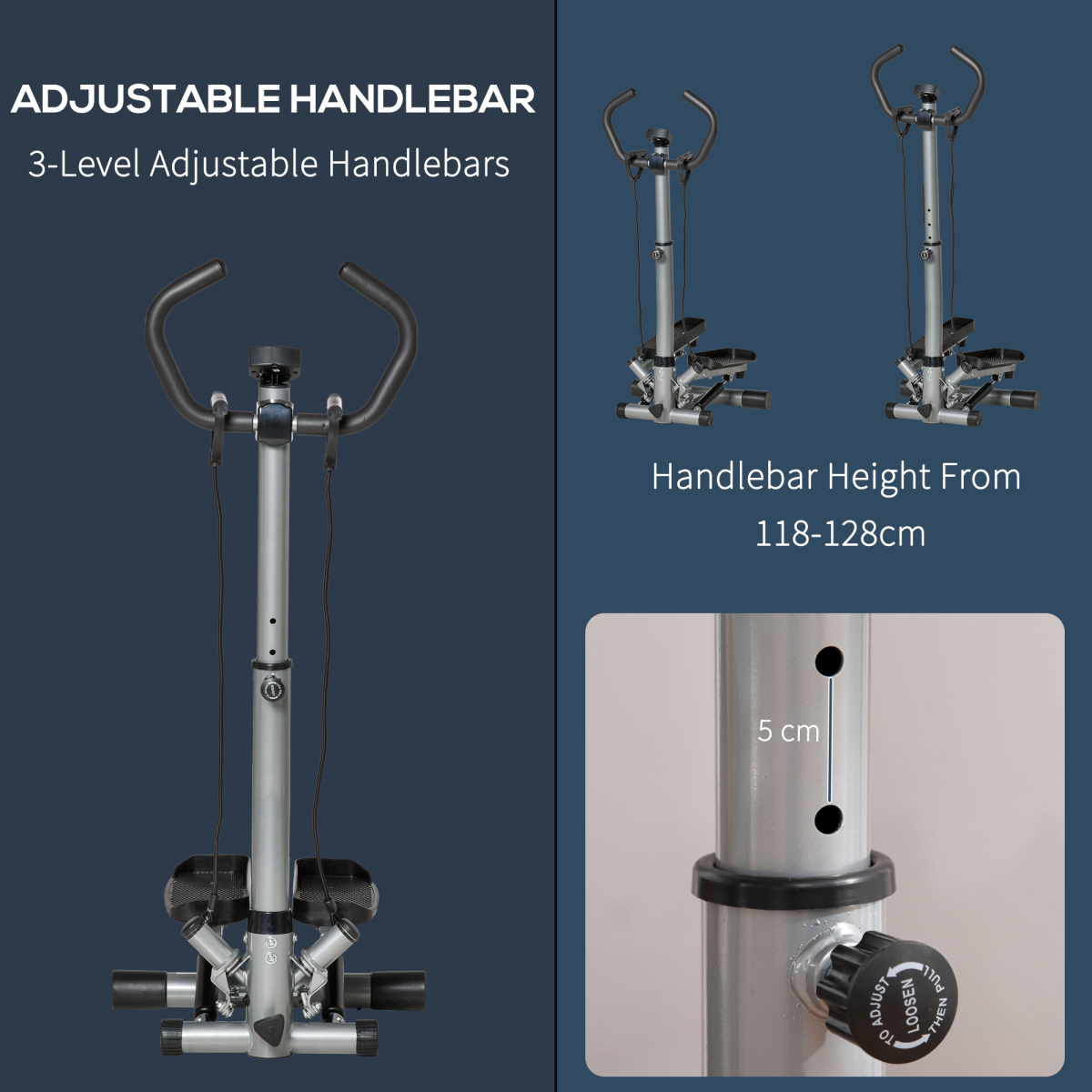 Adjustable Twist Stepper by HOMCOM, featuring dual pedals and a compact design for home gym aerobic workouts.