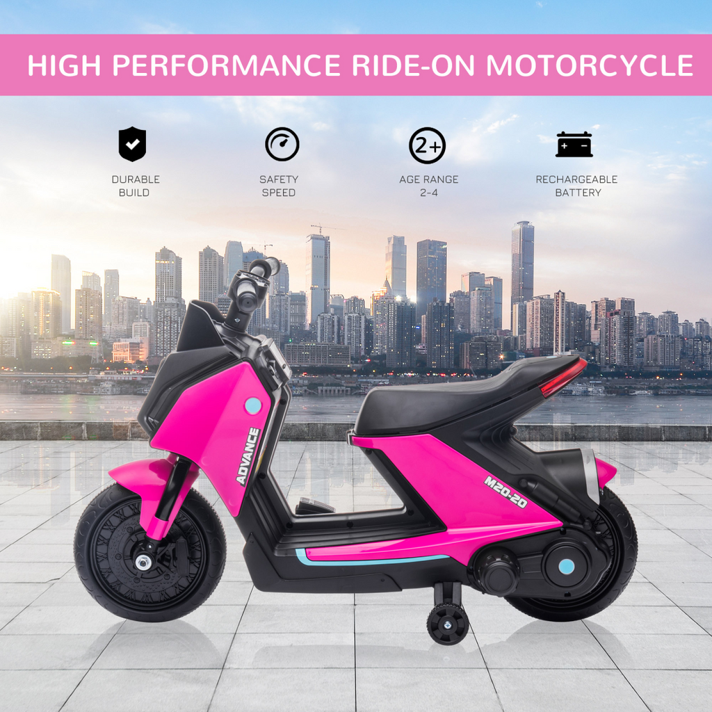HOMCOM 6V Kids Electric Pedal Motorcycle in red, featuring a sleek design and battery-powered motorbike for young riders.