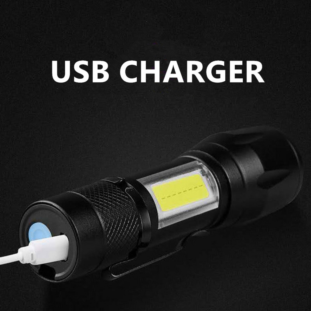 2 Pack USB Rechargeable Small LED Flashlights Camping Flashlight Work Light