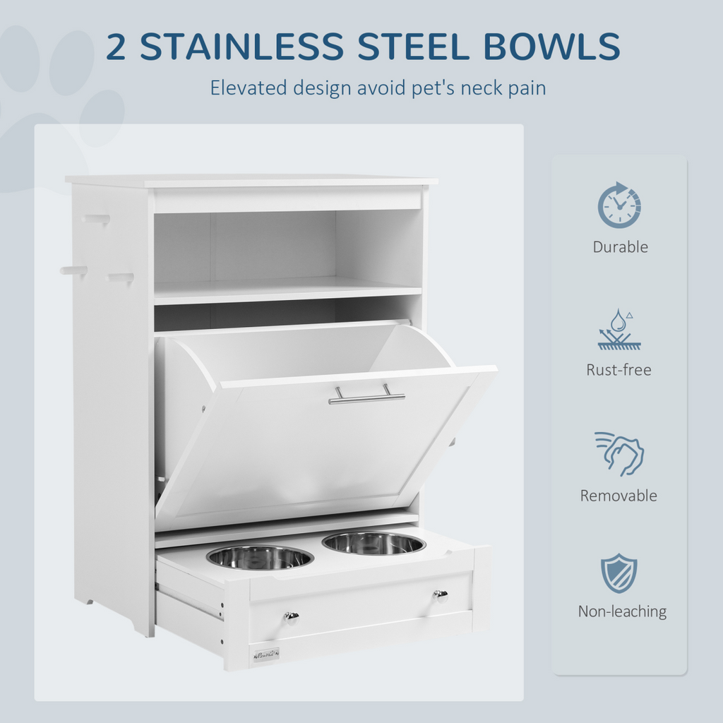 PawHut Pet Feeder Station Dog and Cat Food Storage Feeding Station Food Cabinet