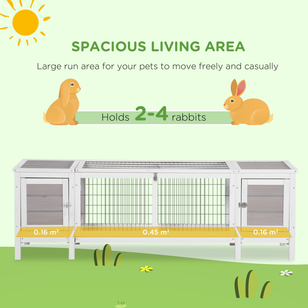 Indoor Rabbit Hutch Separable Guinea Pig Cage Bunny Run w/ Slide Out Tray - Grey